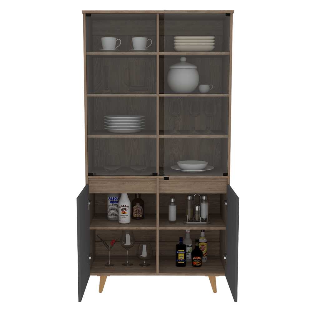 Vitrina Salem Miel 91.1x180cm con Doce Compartimientos y sin Portabotellas - Bifes | Bylmo