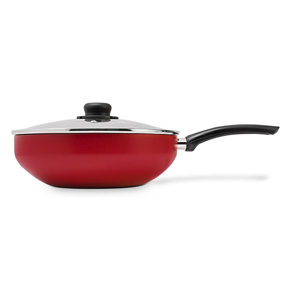 Wok Red Rojo 28x14.7cm con Mango de Baquelita y con Revestimiento Antiadherente - Ollas y Sartenes | Bylmo