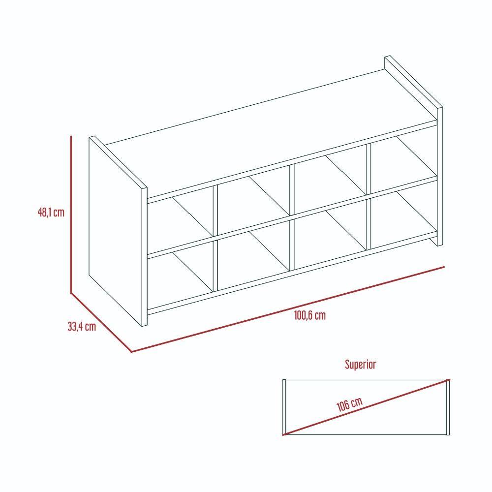 Zapatero Carbón y Gales 100.6x33.4cm Horizontal de Dos Niveles para Dieciséis Pares - Closets | Bylmo