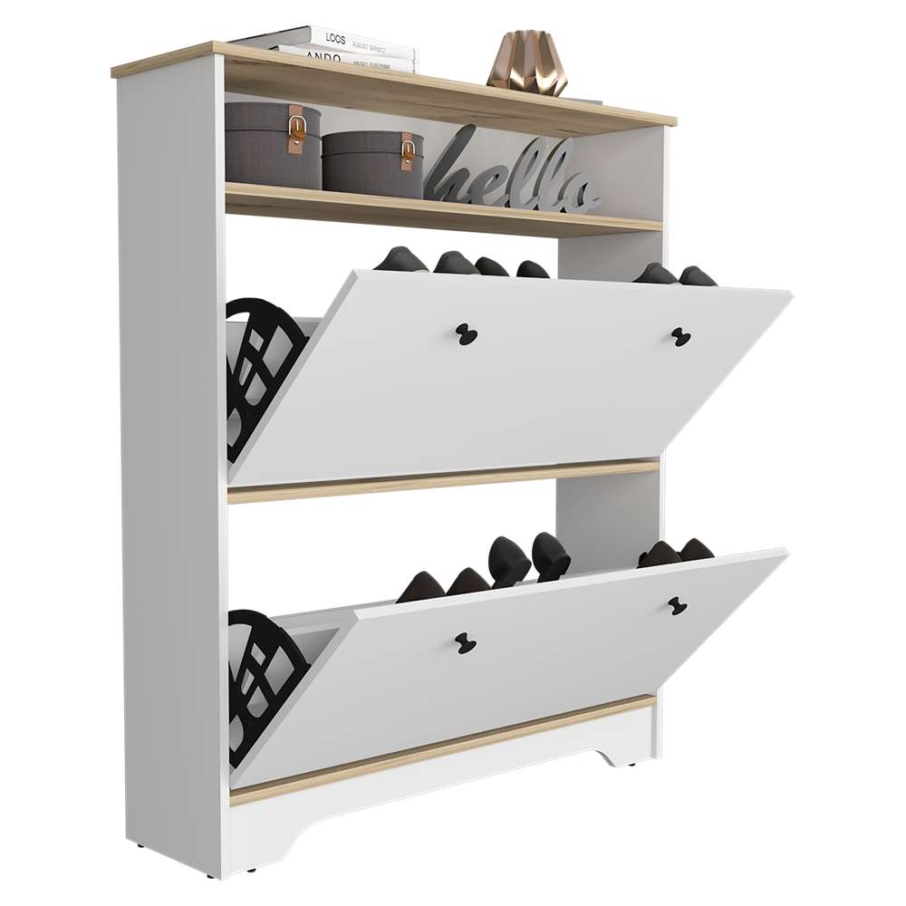 Zapatero Calgary Blanco y Duna 100 cm con Dos puertas y Entrepaño - Closets | Bylmo
