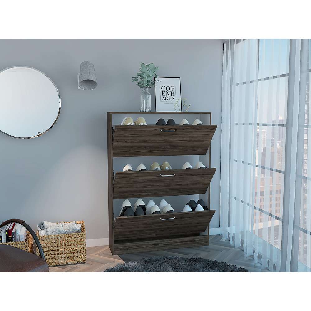 Zapatero Z 94 Coñac 94.2x128.7cm Vertical de Tres Niveles para Seis pares de Zapatos - Closets | Bylmo