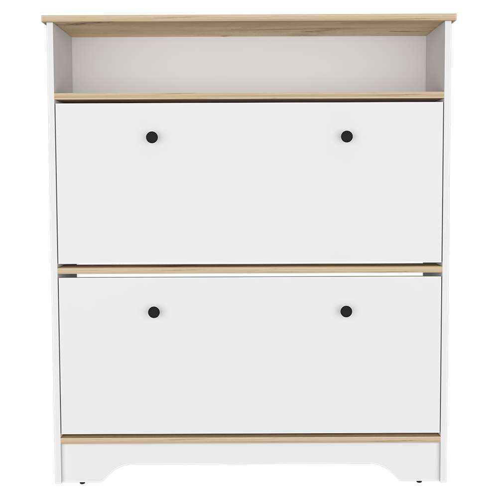 Zapatero Z 100 Blanco 100x100cm Horizontal de Dos Niveles para Seis pares de Zapatos - Zapateros | Bylmo