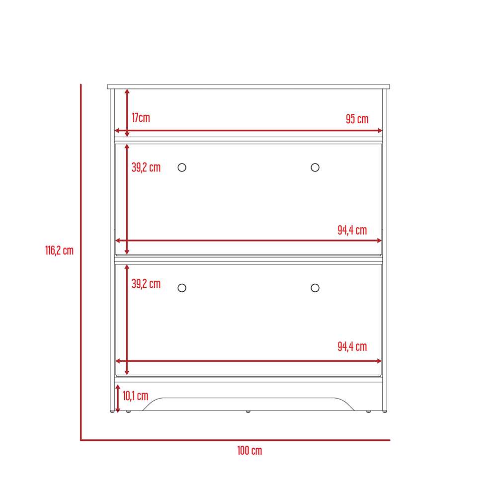 Zapatero Z 100 Blanco 100x100cm Horizontal de Dos Niveles para Seis pares de Zapatos - Zapateros | Bylmo