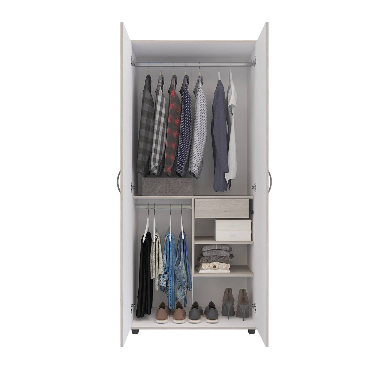 Closet Roman Ceniza 80x180cm con 1 Cajones con 2 Entrepaños - Closets | Bylmo