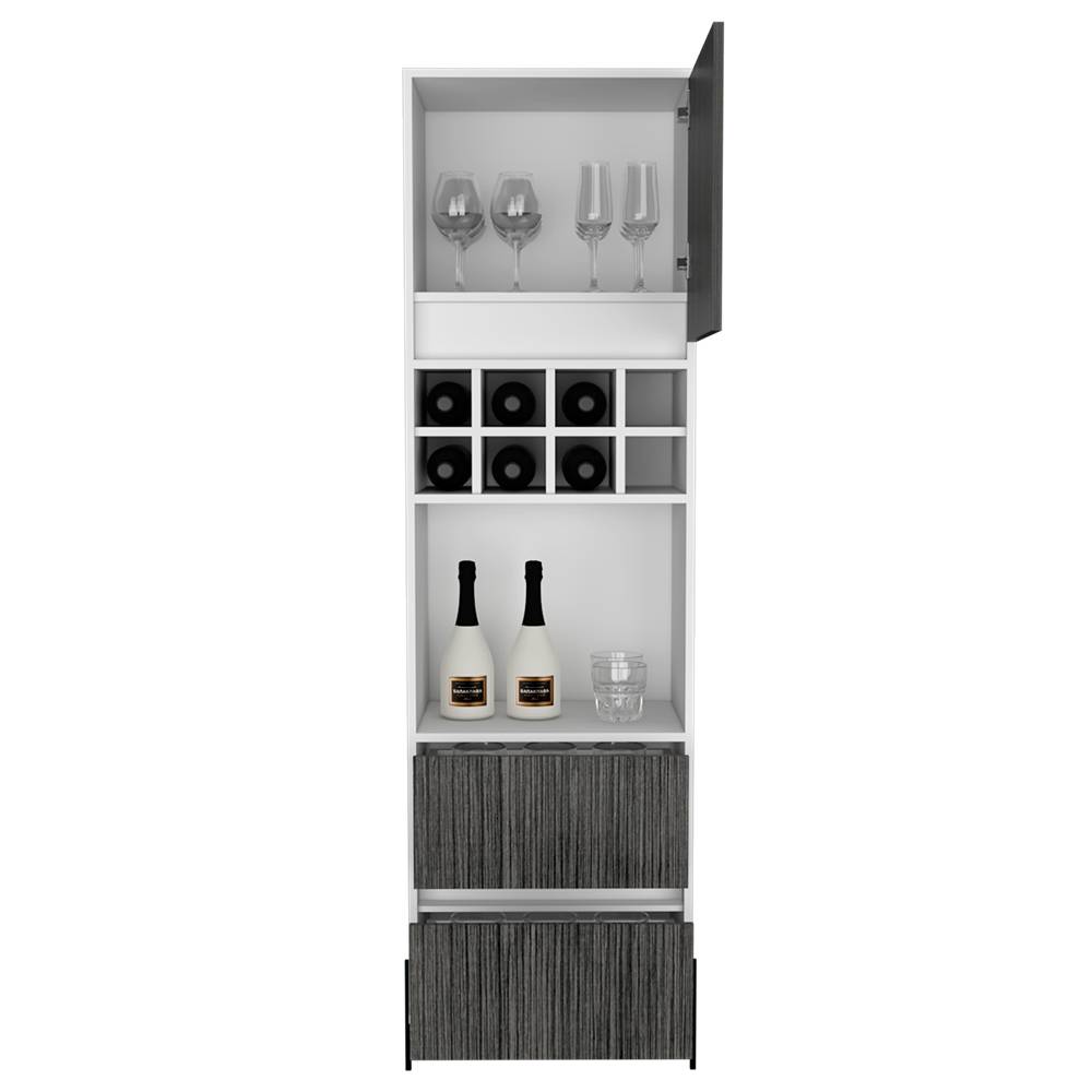 Bar Dallas Blanco y Gris 50 cm con Una Puerta y Dos Cajones - Bares | Bylmo