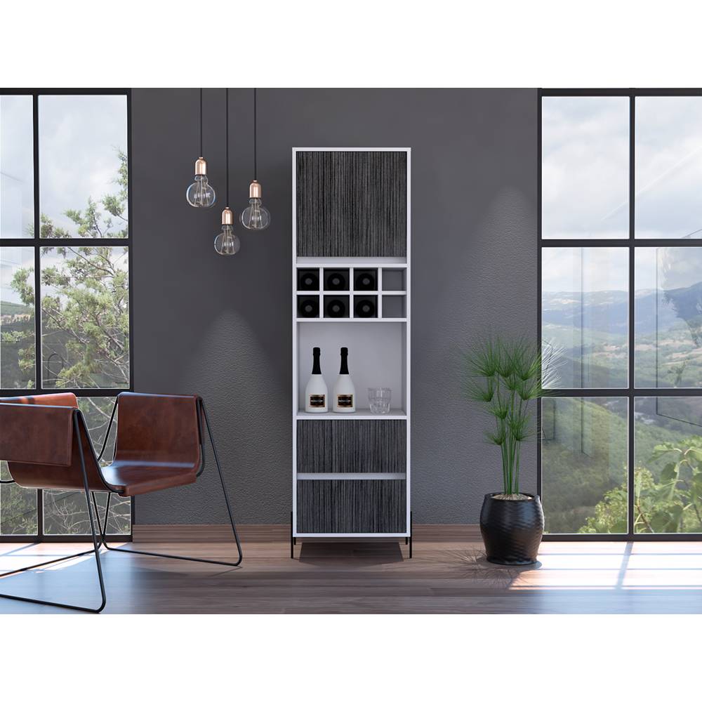 Bar Dallas Blanco y Gris 50 cm con Una Puerta y Dos Cajones - Bares | Bylmo