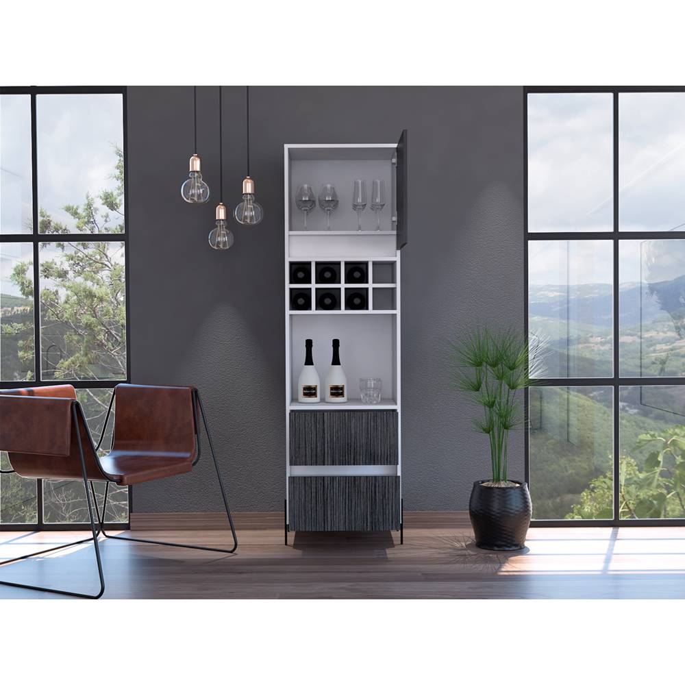 Bar Dallas Blanco y Gris 50 cm con Una Puerta y Dos Cajones - Bares | Bylmo