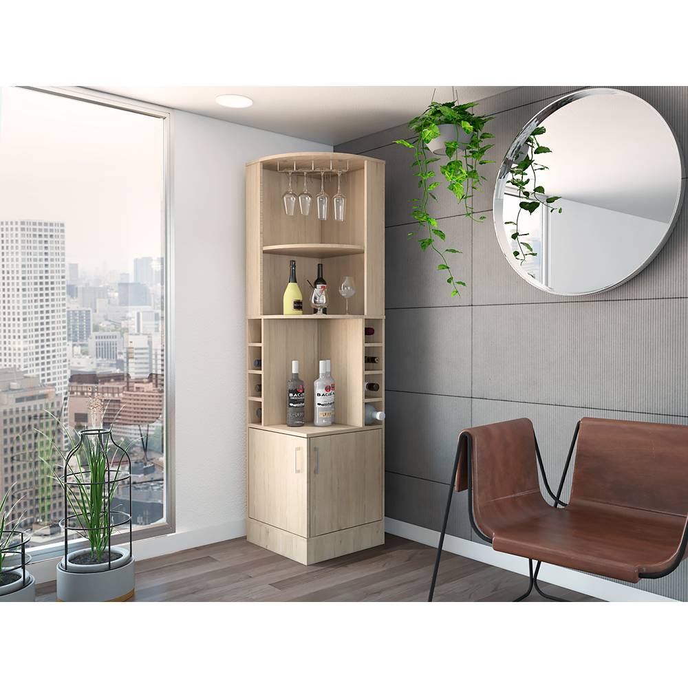 Bar Esquinero Esquinero Syrah Rovere 46.9x180.6cm con Un Cajón y con Ocho Portabotellas - Bares | Bylmo