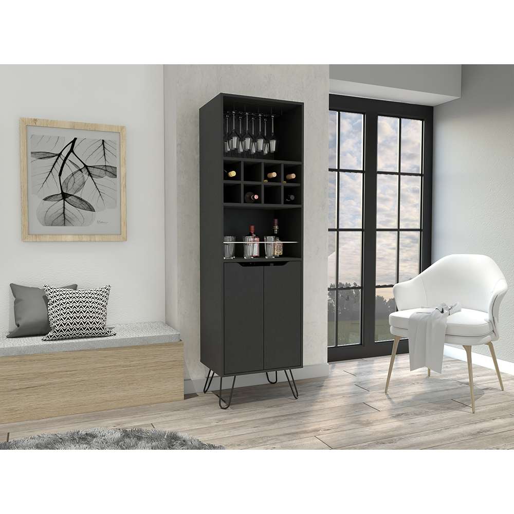 Bar Manhattan Wengue 50x50cm con Un Cajón y con Ocho Portabotellas - Bares | Bylmo