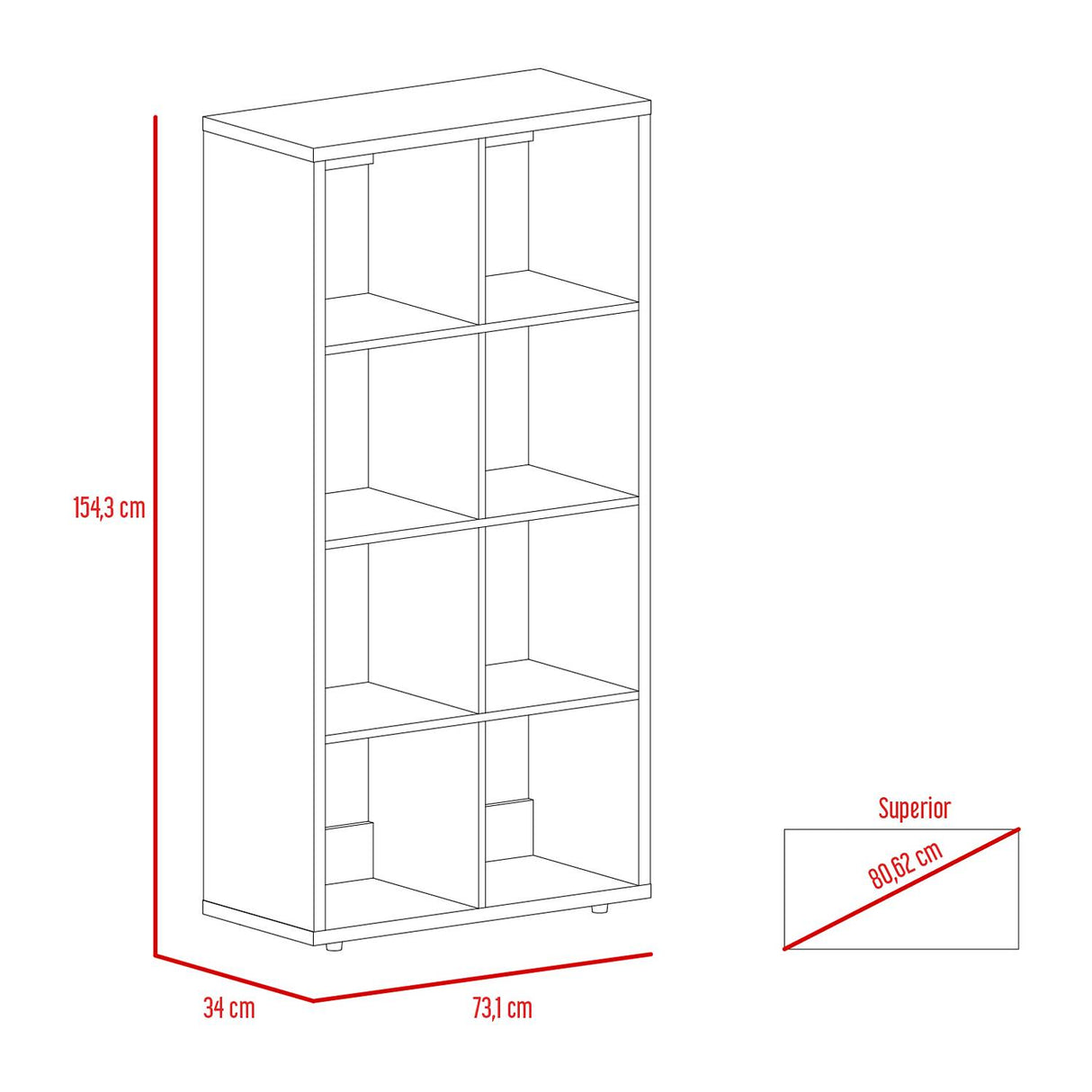 Biblioteca Tanger Doble Duna 73 cm con Entrepaños - Bibliotecas y Estanterías | Bylmo
