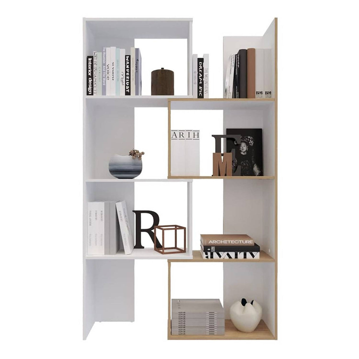 Biblioteca Rovere y Niebla 63x180.6cm Rectangular con Siete Compartimientos - Bibliotecas | Bylmo