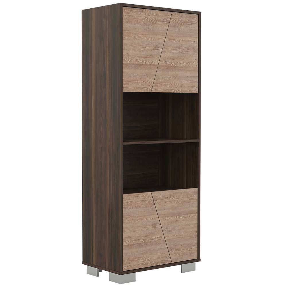 Biblioteca Fraktal Habano 59.5x153.5cm Rectangular con Cinco Compartimientos - Bibliotecas | Bylmo