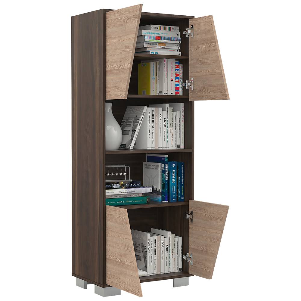 Biblioteca Fraktal Habano 59.5x153.5cm Rectangular con Cinco Compartimientos - Bibliotecas | Bylmo