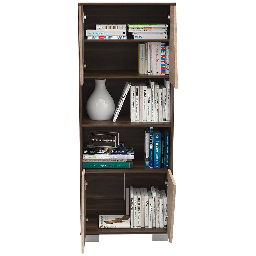 Biblioteca Fraktal Habano 59.5x153.5cm Rectangular con Cinco Compartimientos - Bibliotecas | Bylmo