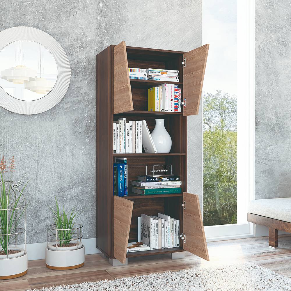 Biblioteca Fraktal Habano 59.5x153.5cm Rectangular con Cinco Compartimientos - Bibliotecas | Bylmo