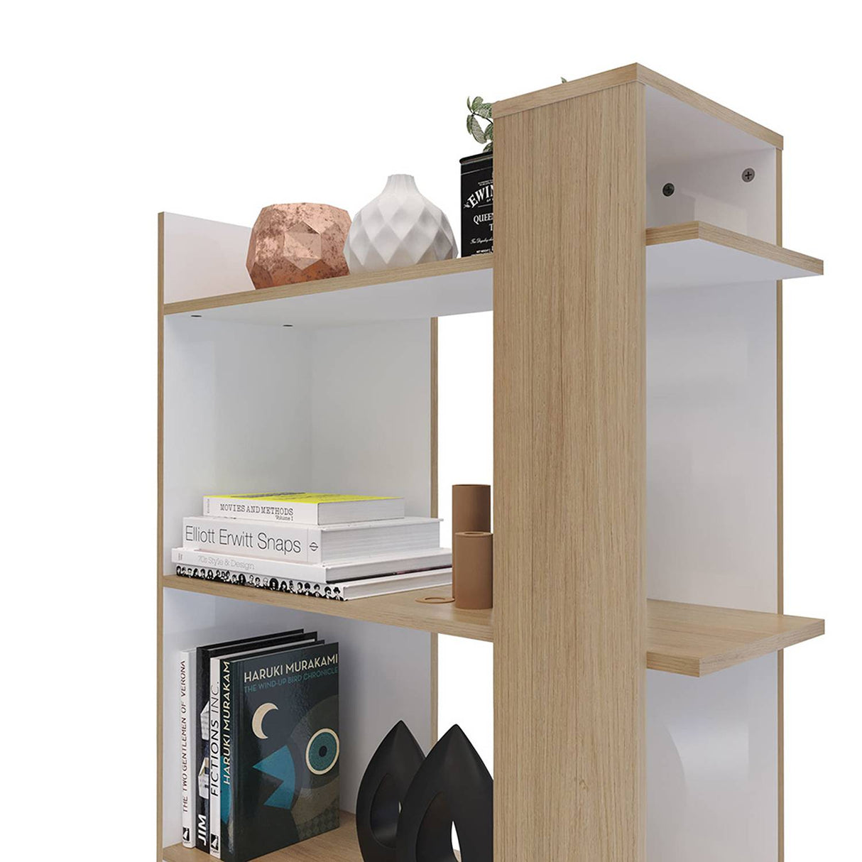 Biblioteca Quadratta Rovere 80.5x163cm con Cinco Compartimientos - Bibliotecas | Bylmo