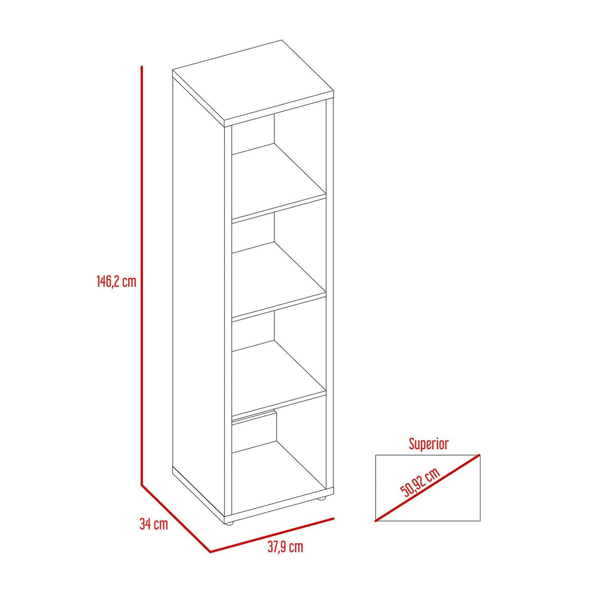 Biblioteca Tanger Duna 37 cm con Entrepaños - Bibliotecas y Estanterías | Bylmo