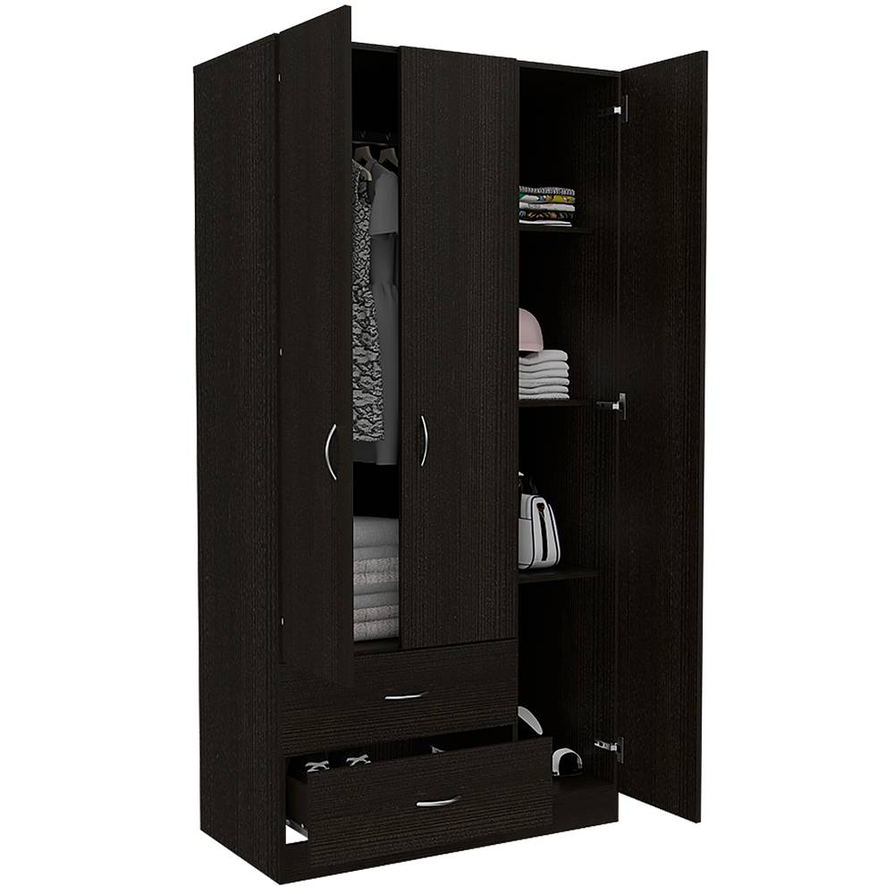 Closet Austral Z Wengue 90x180cm con 2 Cajones con 3 Entrepaños - Closets | Bylmo