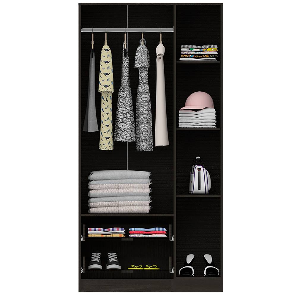 Closet Austral Z Wengue 90x180cm con 2 Cajones con 3 Entrepaños - Closets | Bylmo