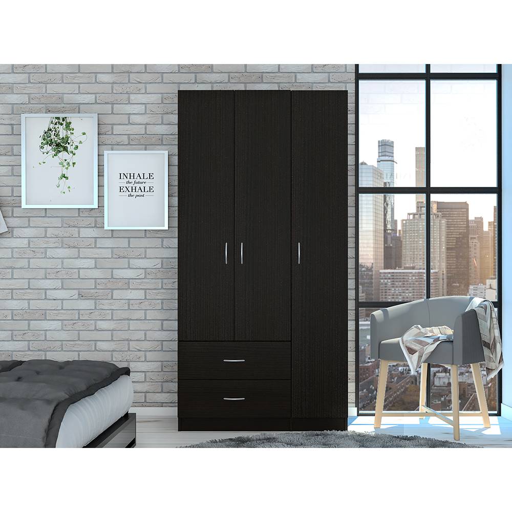 Closet Austral Z Wengue 90x180cm con 2 Cajones con 3 Entrepaños - Closets | Bylmo