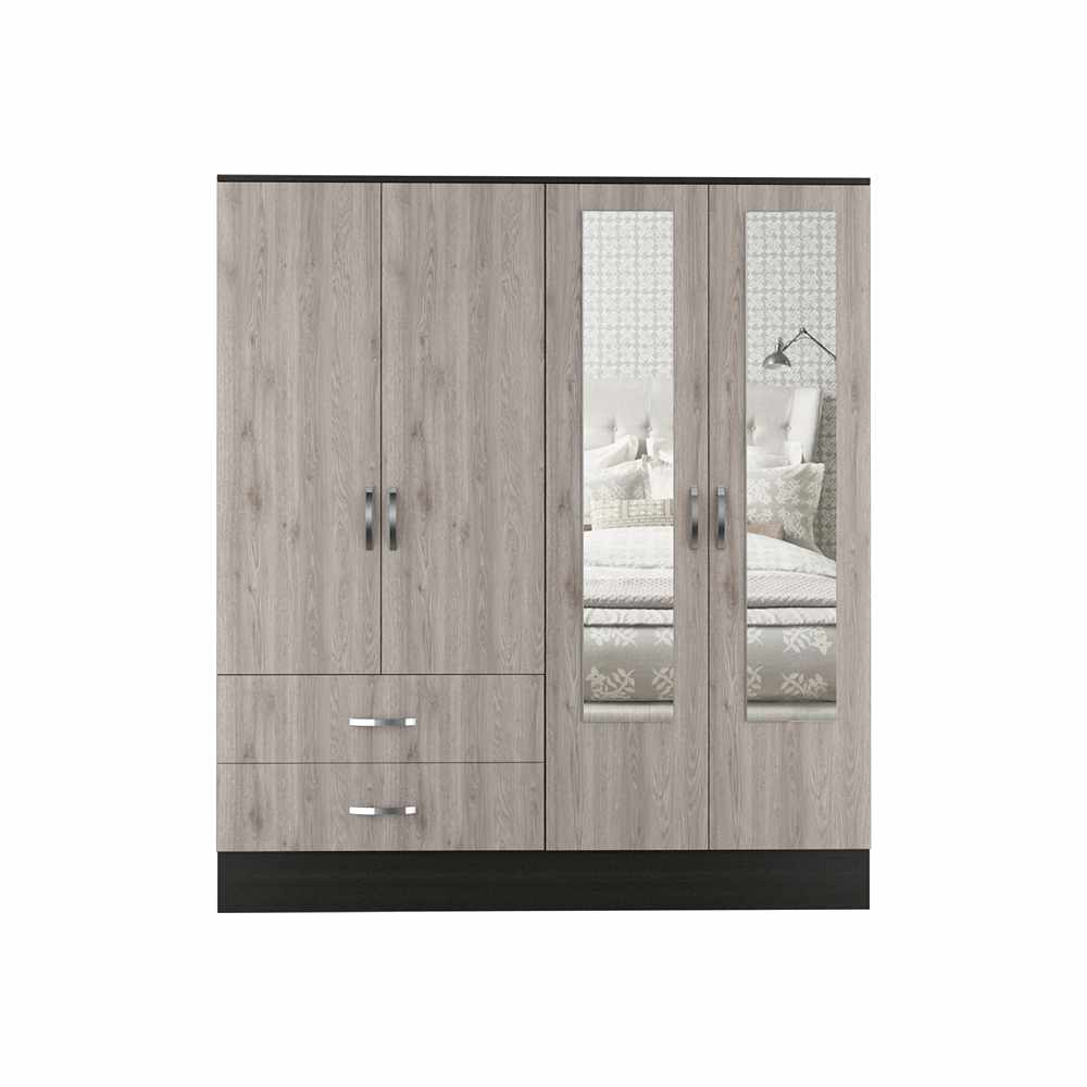Closet Cidra Ceniza 160x180cm con 2 Cajones con 4 Entrepaños con Espejo - Closets | Bylmo