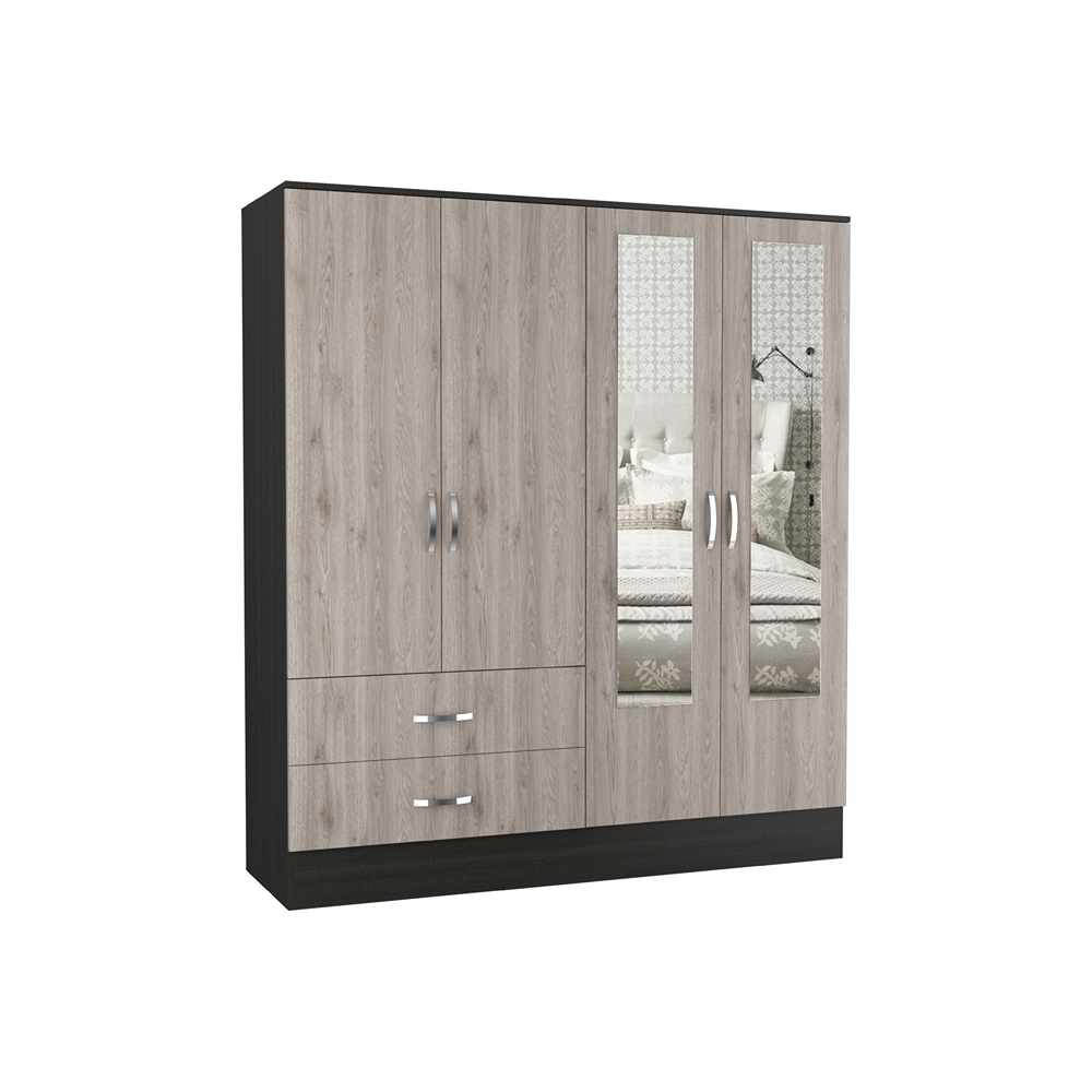 Closet Cidra Ceniza 160x180cm con 2 Cajones con 4 Entrepaños con Espejo - Closets | Bylmo