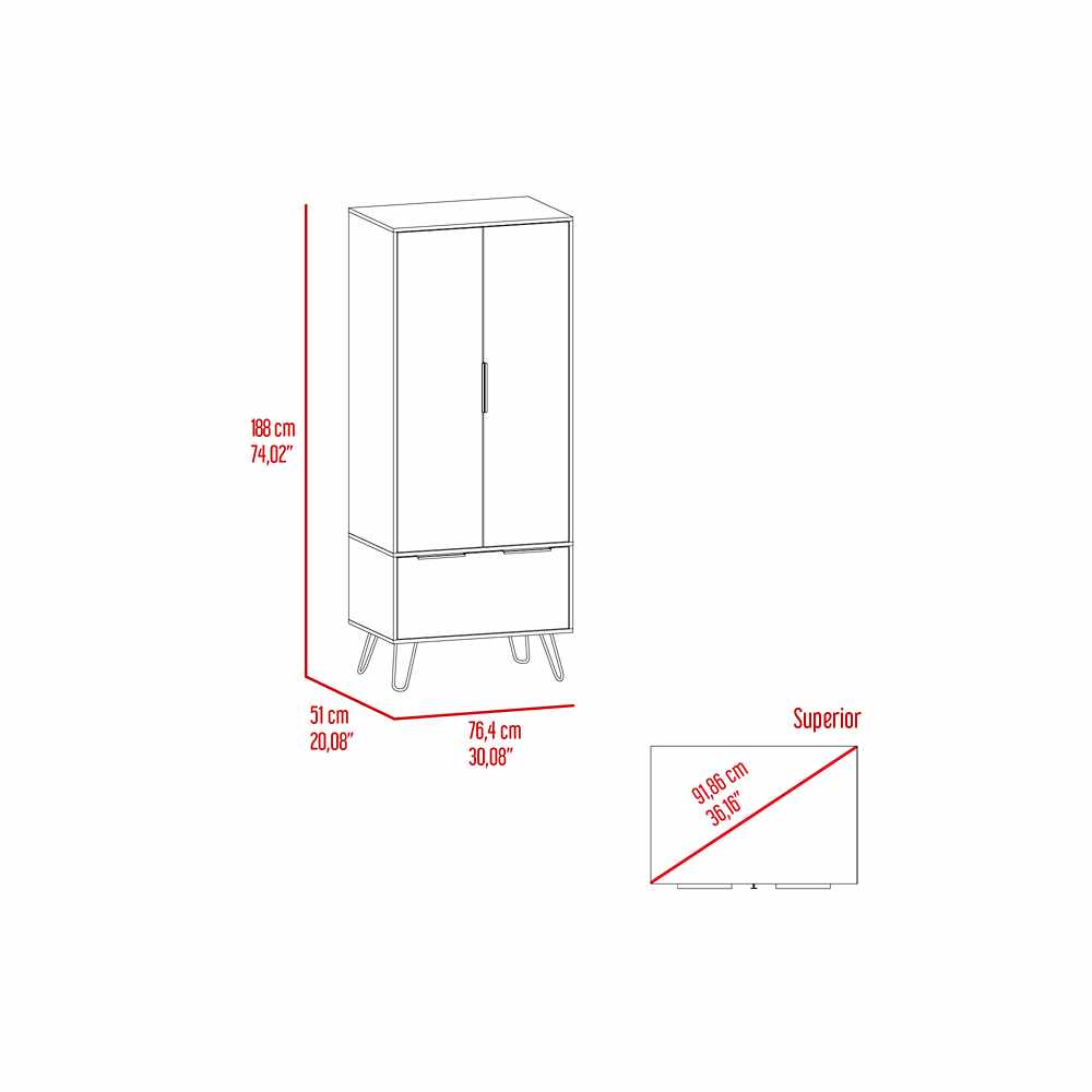 Closet Clara Duna 76x188cm con 1 Cajones sin Entrepaños - Closets | Bylmo