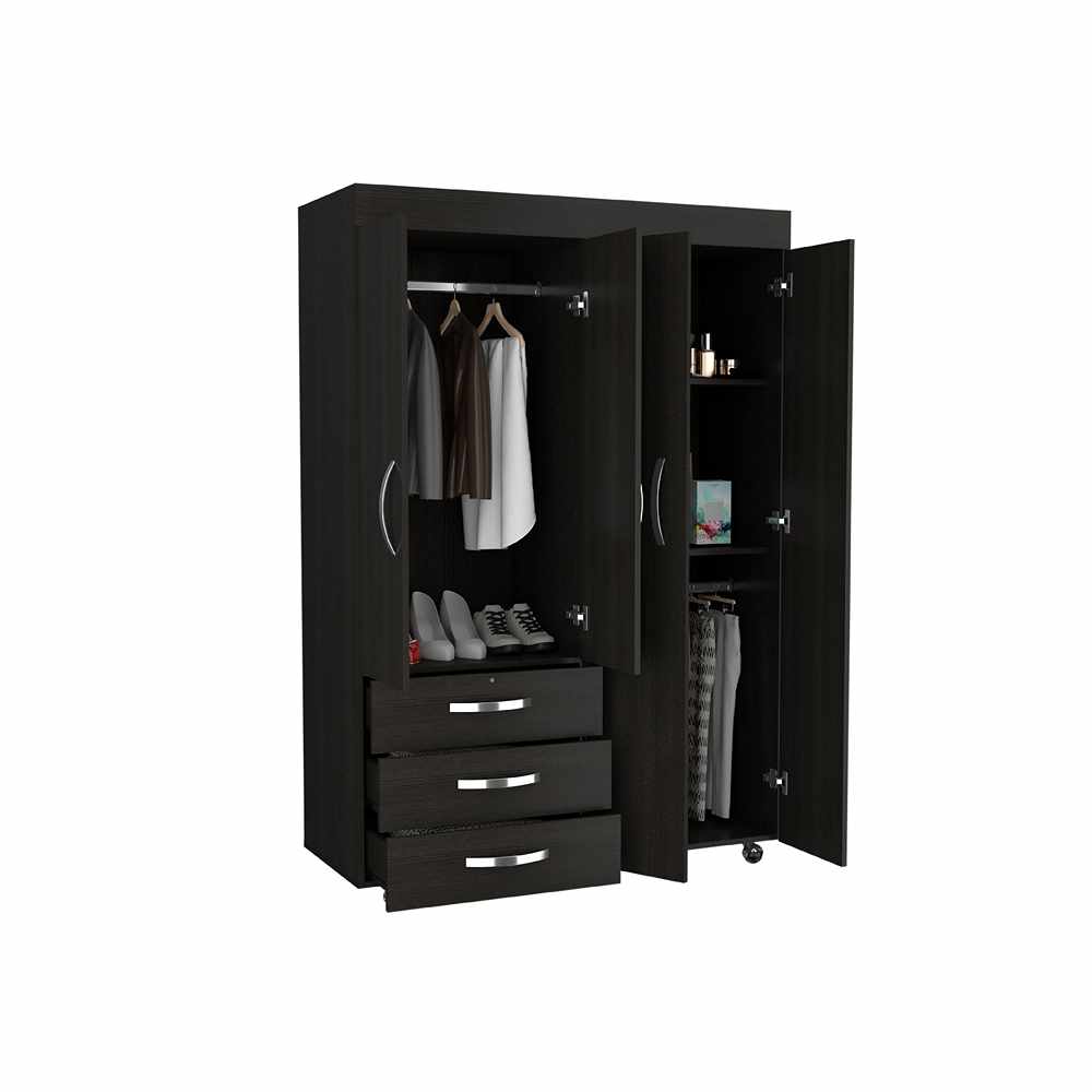 Closet Isisi Wengue 119x173cm con 3 Cajones con 2 Entrepaños - Closets | Bylmo