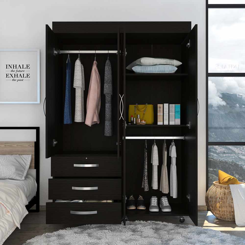 Closet Isisi Wengue 119x173cm con 3 Cajones con 2 Entrepaños - Closets | Bylmo