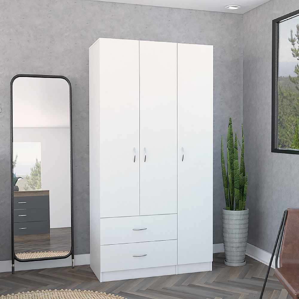 Closet Místico Blanco 90x180cm con 2 Cajones con 3 Entrepaños - Closets | Bylmo