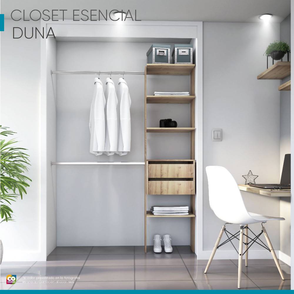Closet Duna 50x190cm con 2 Cajones con 4 Entrepaños - Closets | Bylmo