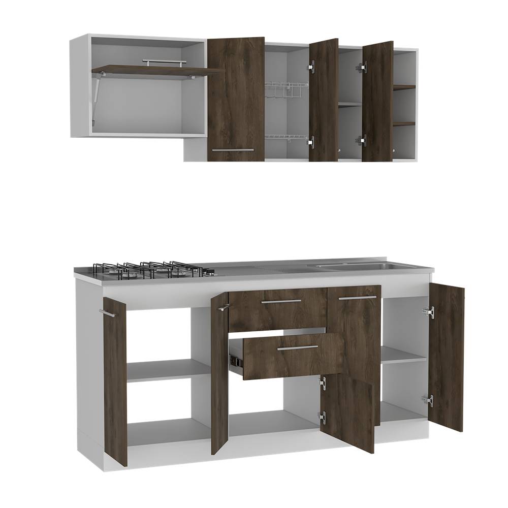 Cocina Osaka Bellota y Blanco 180 cm - Cocinas | Bylmo