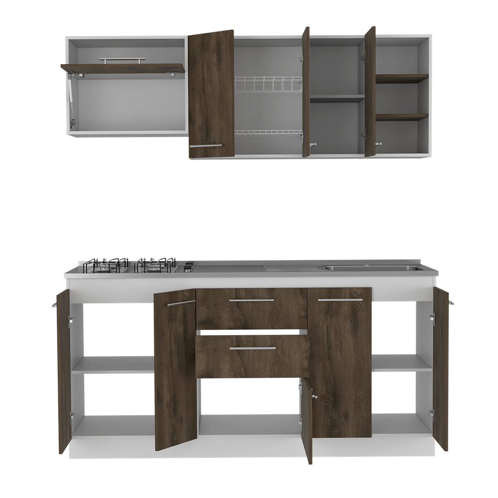 Cocina Osaka Bellota y Blanco 180 cm - Cocinas | Bylmo