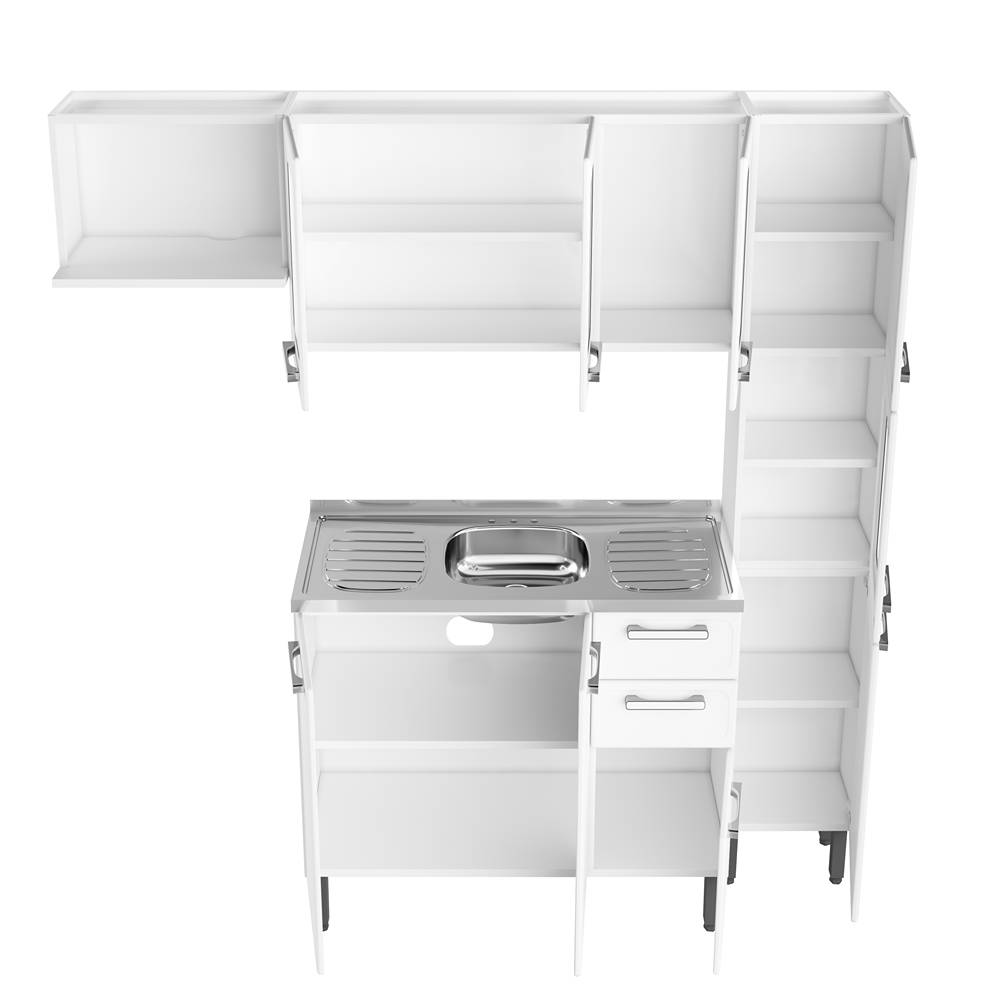 Cocina Integral Gourmet Blanco 220 cm con Mesón - Cocinas | Bylmo