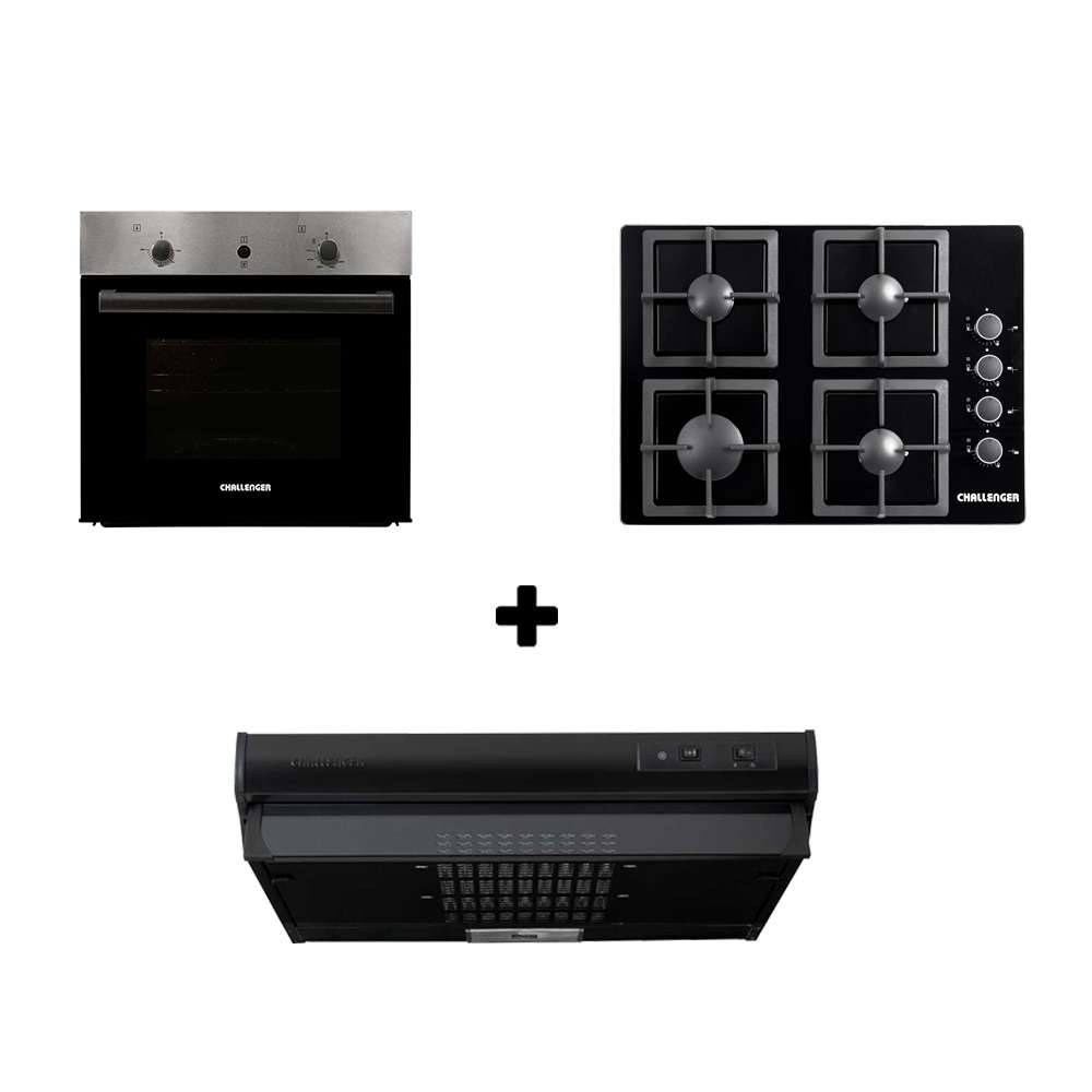 Combo Campana + Horno + Estufa a Gas Negro 60 cm Versátil - Combo | Bylmo