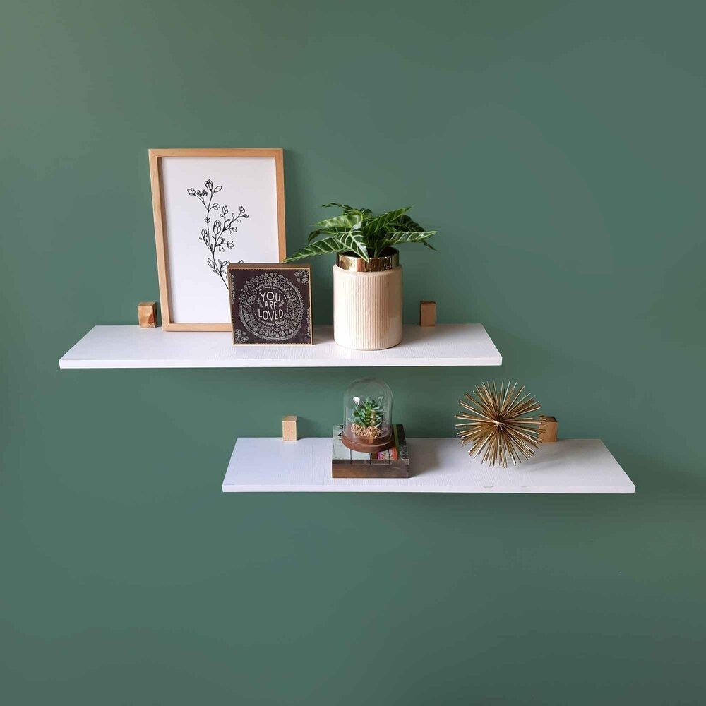 Repisa x2 Dado Pino y Blanco 80 cm Rectangular - Repisas y Percheros | Bylmo