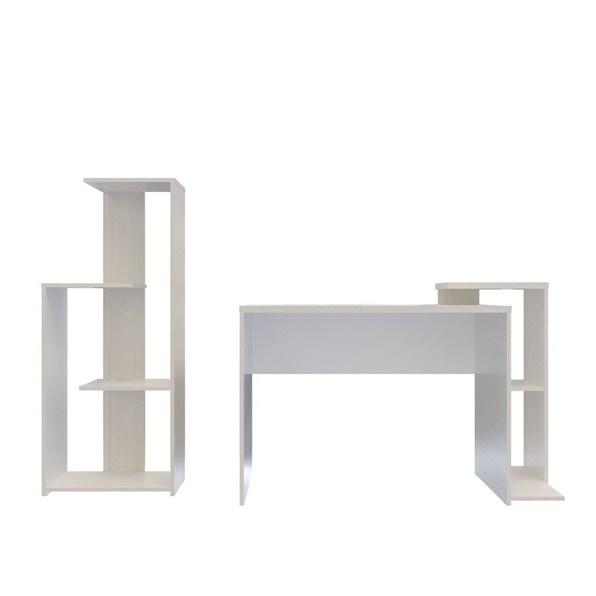 Combo Escritorio y Biblioteca Z Niebla 121x82cm sin Cajones y con Organizador de Libros - Escritorios y Archivadores | Bylmo