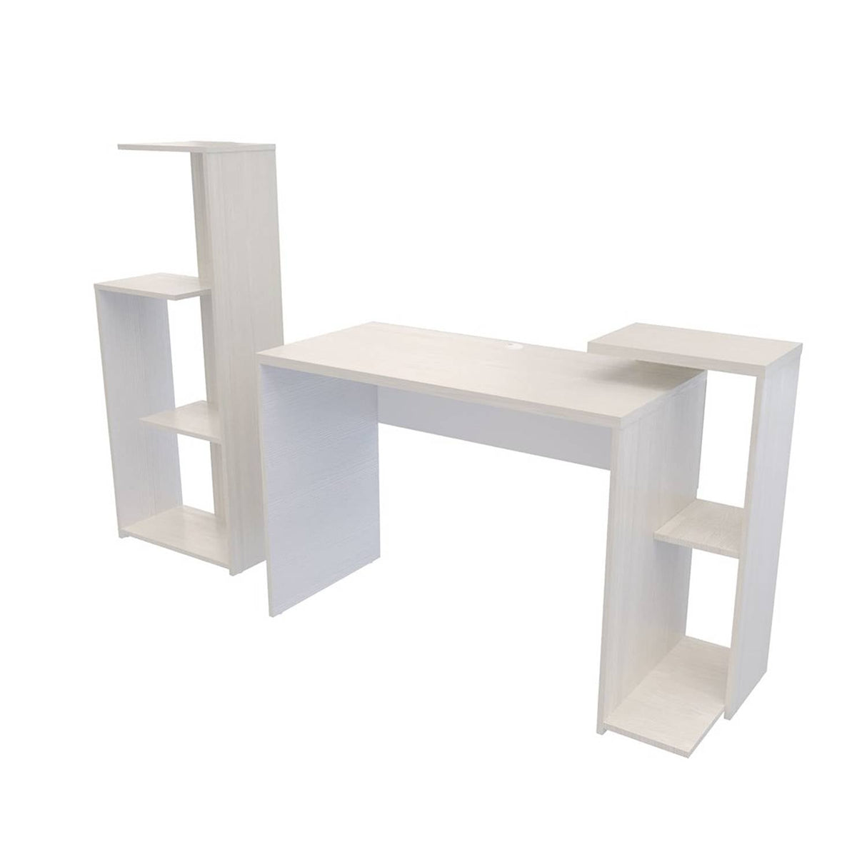 Combo Escritorio y Biblioteca Z Niebla 121x82cm sin Cajones y con Organizador de Libros - Escritorios y Archivadores | Bylmo