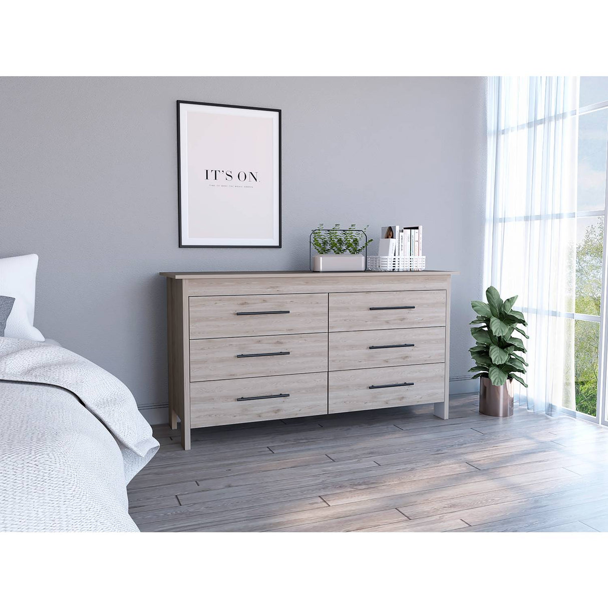 Cómoda HMS Ceniza 149.5x80.6cm De Tres Hileras con Tres Cajones - Cajoneras y Comodas | Bylmo