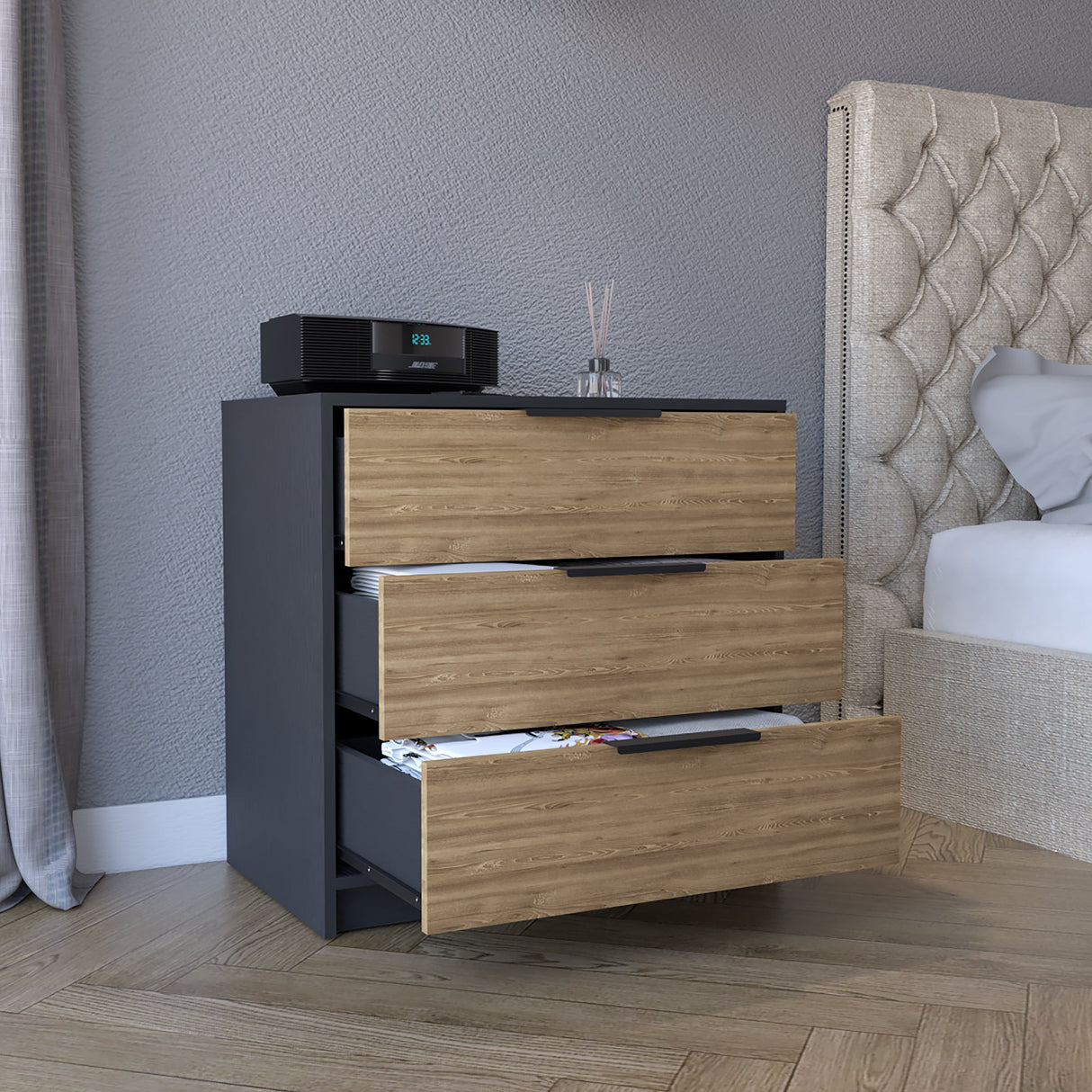 Cómoda Japón Wengue 70x68.7cm De Tres Hileras con Tres Cajones - Cajoneras y Comodas | Bylmo