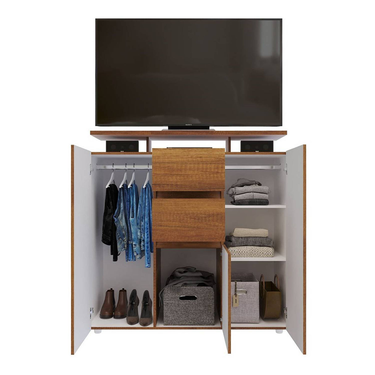 Cómoda Saur Caramelo 120 cm con Tres Puertas y Dos Cajones - Cajoneras | Bylmo