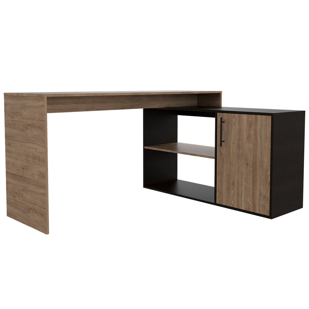 Escritorio en L Bilbao Miel 151.5x116.5cm sin Cajones y con Organizador de Libros - Escritorios y Archivadores | Bylmo