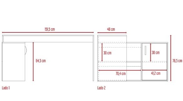 Escritorio en L Bilbao Miel 151.5x116.5cm sin Cajones y con Organizador de Libros - Escritorios y Archivadores | Bylmo