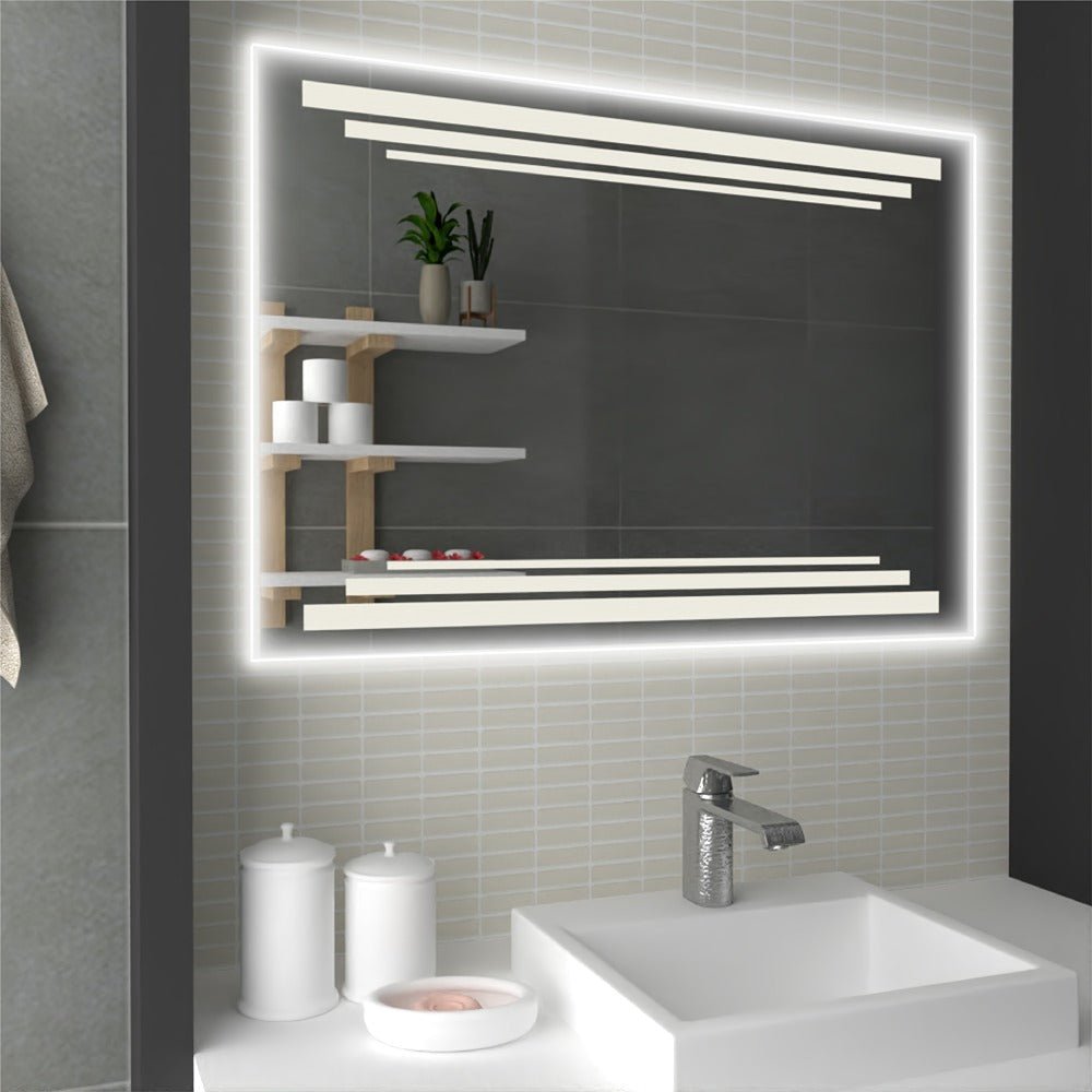 Espejo de Baño Baru Plateado 100x70cm Rectangular y con Iluminiación Led - Espejos de Baño | Bylmo