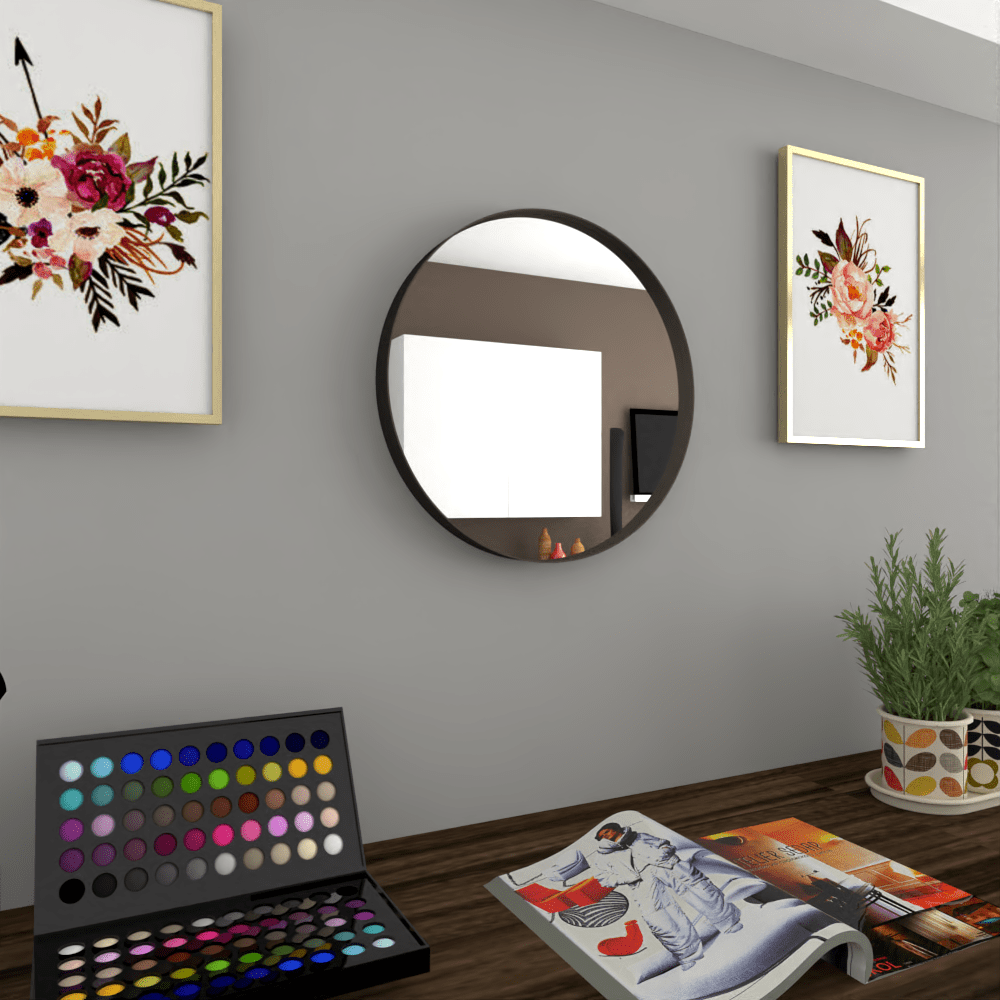 Espejo de Pared Bela Plateado 38x38cm Redondo con Marco Metalico - Espejos Decorativos | Bylmo