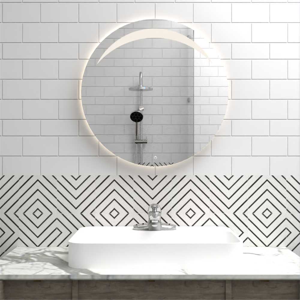 Espejo de Baño Bombay Plateado 45x45cm Redondo y con Iluminiación Led - Espejos Decorativos | Bylmo