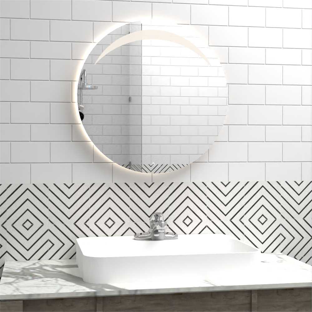 Espejo de Baño Bombay Plateado 45x45cm Redondo y con Iluminiación Led - Espejos Decorativos | Bylmo