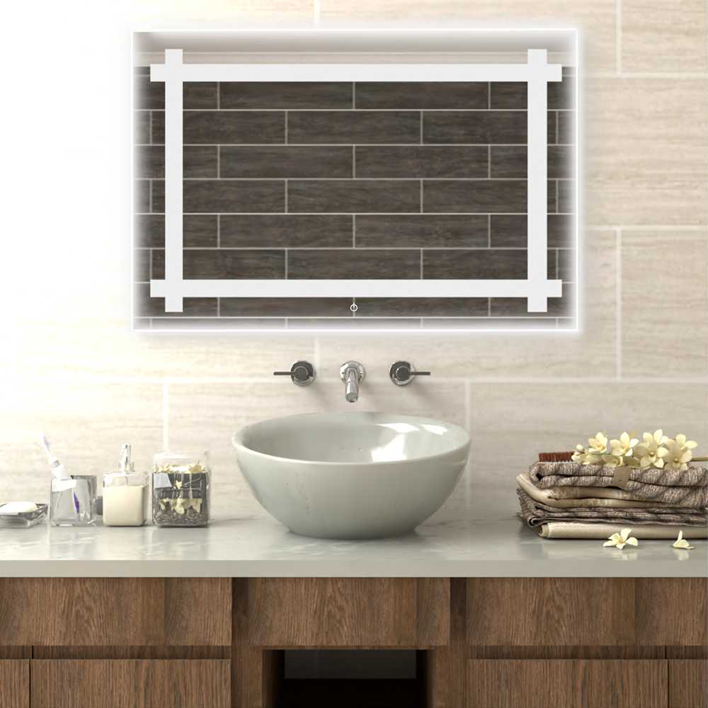 Espejo de Baño Broni Plateado 60x90cm Rectangular y con Iluminiación Led Touch - Espejos Decorativos | Bylmo