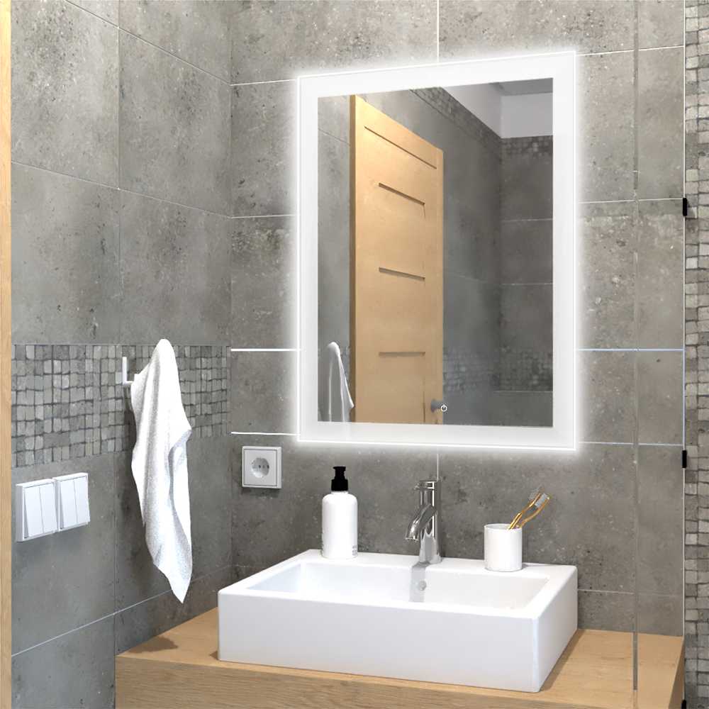 Espejo de Baño Catania Plateado 60x60cm Rectangular y con Iluminiación Led Touch - Espejos Decorativos | Bylmo