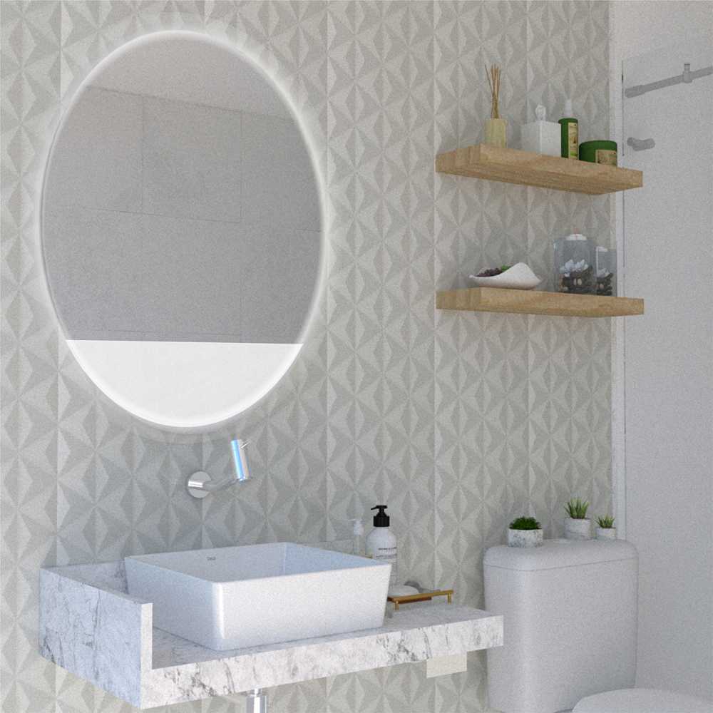 Espejo de Baño Ferrara Plateado 62x80cm Redondo y con Iluminiación Led - Espejos Decorativos | Bylmo